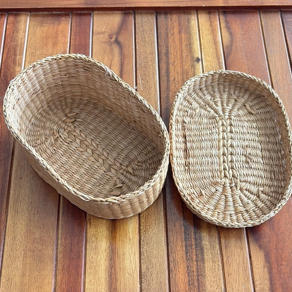 Vintage Woven Storage Basket with Lid